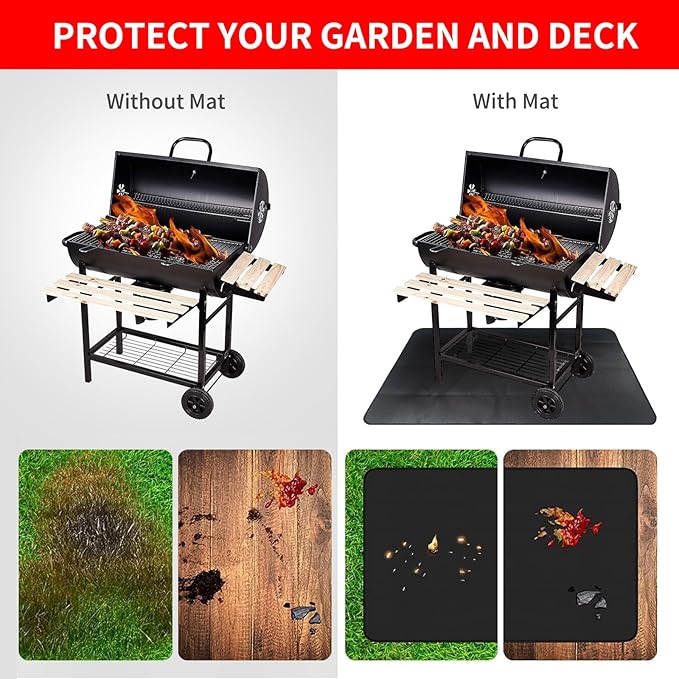 Large 65 x 48 inches Under Grill Mats for Outdoor Grill, Fireproof Mats for Under Reusable Oil-Proof Waterproof BBQ Pad for Deck Patio Grass Outdoor Indoor Grill Solo Stove Accessories