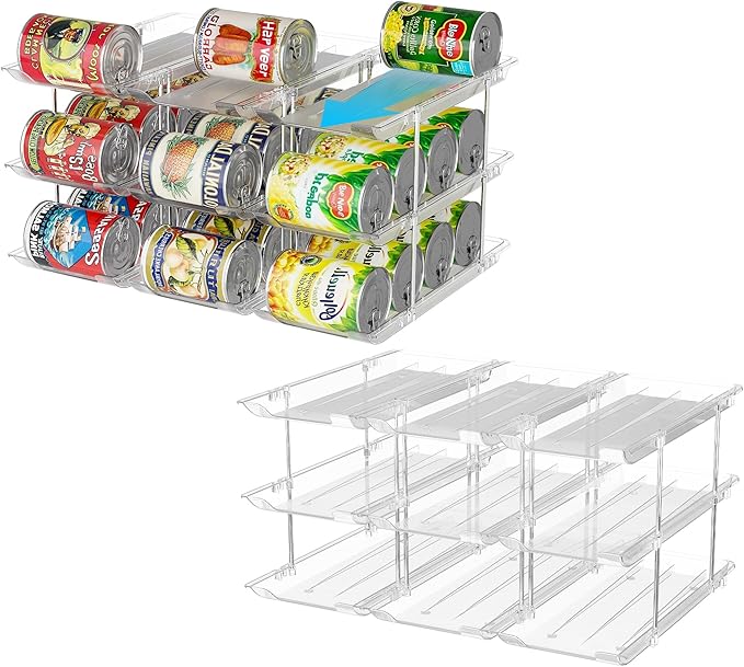 LXLXXL Can Organizer For Pantry 6 Tier*3 Canned Food Goods Organizer For Cabinet Clear Automatic Rolling Can Storage Organizer Pantry Holders Rack