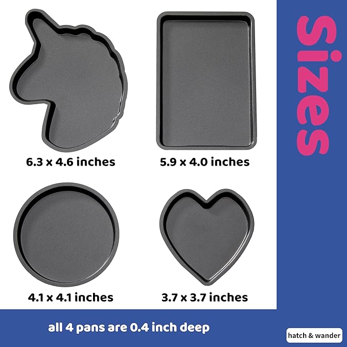 Kids Baking Set compatible with Easy Bake Oven | Fun Oven Pan Set of 4 made of Food Safety Tested Nonstick Steel | Oven Pans Compatible with Easy Bake Oven for Girls or Boys