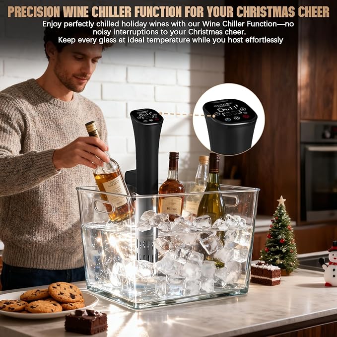 CATTLEMAN Sous Vide Cooker, Wine Chiller, 1000W, Immersion Circulator Sous Vide Machine, Suvee Cooker with Accurate Temperature & Timer, Fast Heating, Cookbook, Easy to Store, Home Kitchen Use
