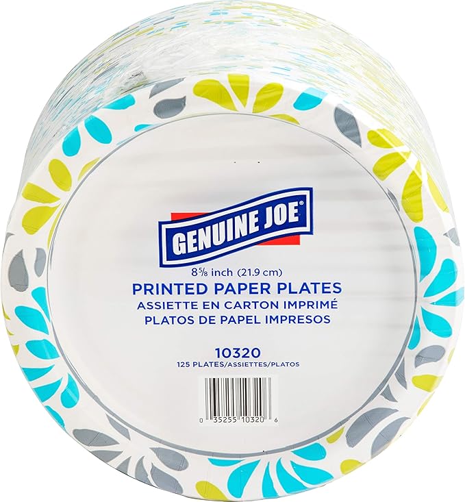 Genuine Joe Printed Paper Plates, 9" (Pack of 500)