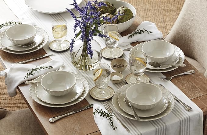 Lenox 899195 French Perle Groove 18-Piece Dinnerware Set, Service For 6