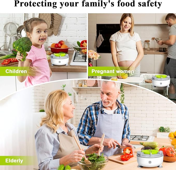 Fruit and Vegetable Cleaning Machine, 5-Min Rapid Fruit Vegetable Meat Purifier with Suction Cup Base - Wireless Charging Portable Food Cleaner for Fruits, Veggies, Meat (Type A)