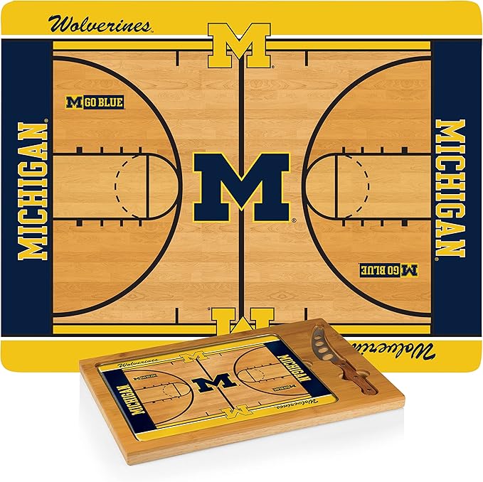 PICNIC TIME NCAA Icon Glass Top Cutting Board & Knife Set, Cheese Boards Charcuterie Boards, Serving Platter, (Parawood & Bamboo)