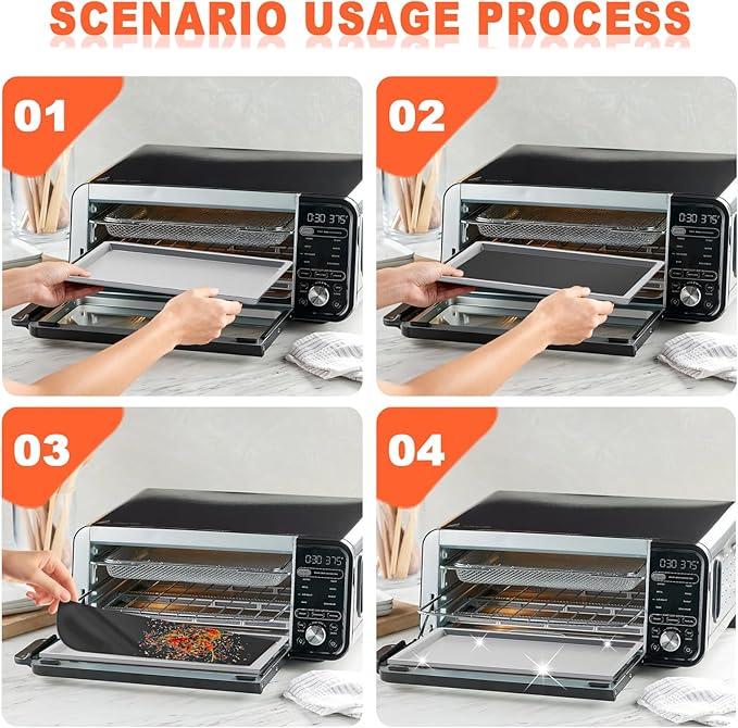Crumb Tray Replacement for Ninja Foodi SP101 SP100 SP080 Air Fryer Oven 304 Stainless Steel 100SG100 Air Fryer Accessories with 4pcs Black Liners for Ninja Foodi 8-IN-1 Digital Air Fry Countertop Oven