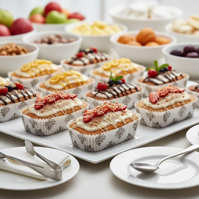 Restaurantware Panificio 4.5 Ounce Baking Cups 200 Ridged Cupcake Liners - Oven-Ready Freezable Black And White Paper Muffin Cases Disposable Vintage Floral For Wedding Parties Baby Showers