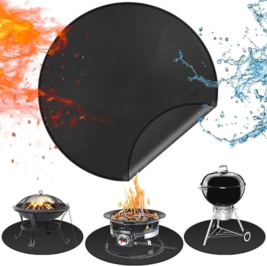Round Fire Pit Mat Compatible with Solo Stove Bonfire, Accessories Compatible with Solo Stove, 3-Layer Fireproof Esay to Clean Grill Matt for Outdoor Grill Deck Protector, 42in