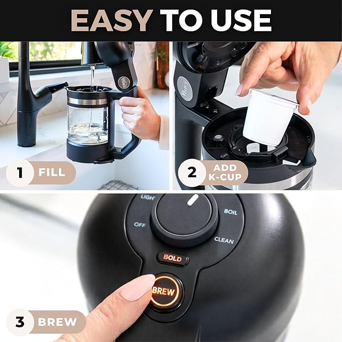 VINCI Micro Café Smallest Single-Serve Glass Coffee Brewer | Compatible with K-Cups, Pods & Ground Coffee | Enclosed & Circle Flow Brewing for Hotter, Richer Flavor | Brews 4oz to 20oz (Black)