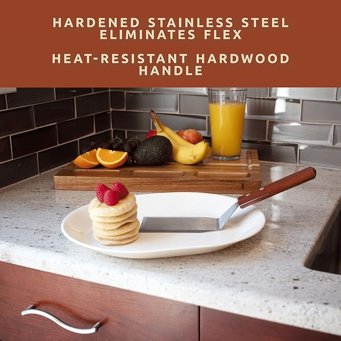 Bellemain Stainless Steel Spatula | Heavy Duty Turner with Beveled Edges & Hardwood Handle | Large Metal spatula for Cast Iron Skillet, Flat Top Grill | Griddle Scraper | Hamburger