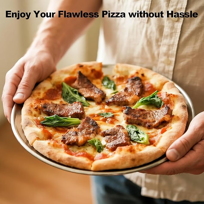 12 Inch Pizza Pan Set of 2, Pizza Pan for Oven Pizza Steel Pie Plate, Nonstick Stainless Steel Baking Pan for Cookie Serving Tray Round Pizza Pans