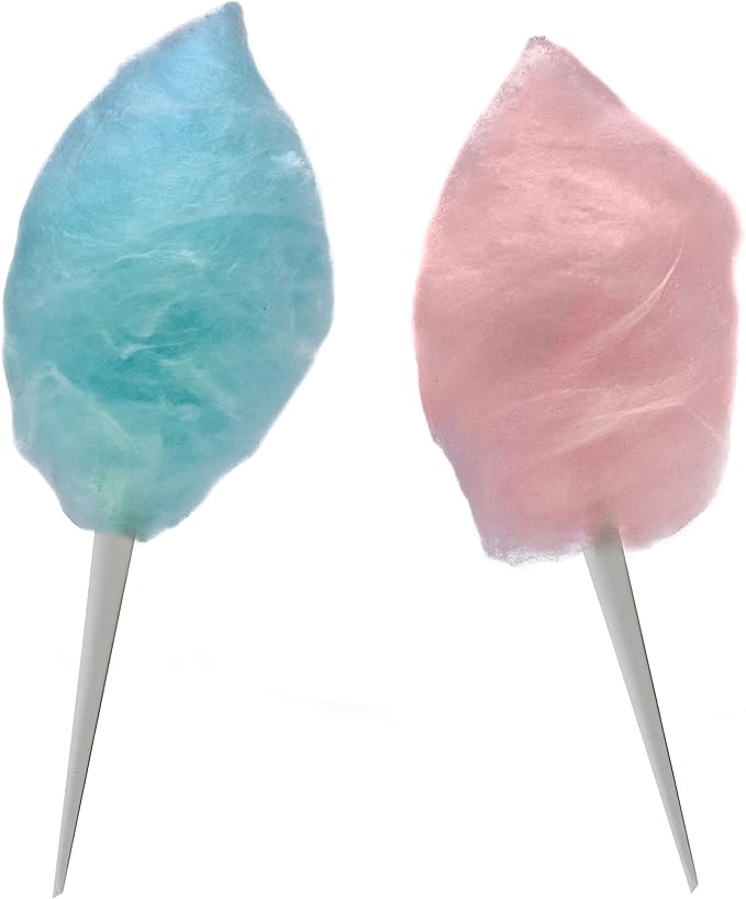 The Candery Cotton Candy Floss Sugar (2-Pack) Includes 100 Premium Cones | Raspberry Blue and Strawberry | Plastic, Reusable Jars | Easy Pour Spout or Scoop | Includes Scooper | 3 LBS Jars