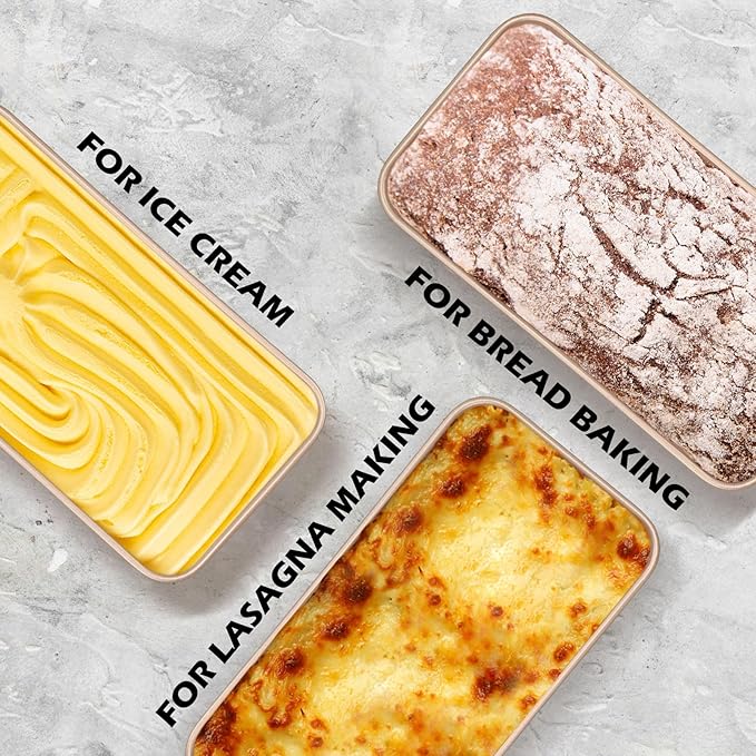 Leonyo 2 Pack Nonstick Loaf Pans for Baking Bread, 9x5IN Stainless Steel Loaf Pans for Homemade Bread Baking, Meatloaf, Bananas, Brownies, Lasagnas, Oven Safe, Rose Gold