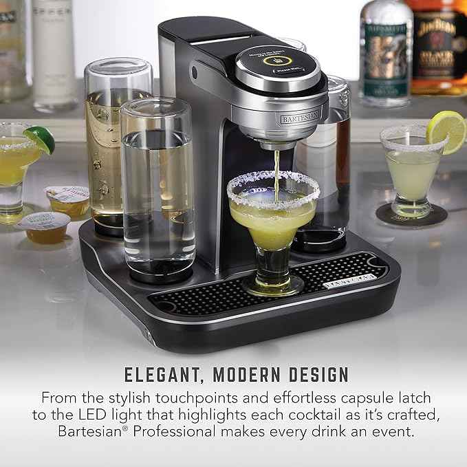 Bartesian Professional Cocktail Machine and Margarita Maker - High Capacity Bar Cocktail Mixer with 5 Premium Glass Bottles for Parties and Entertaining - Push-Button Technology and Easy Clean Design