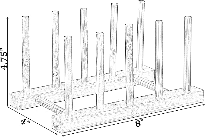 Basicwise Set of 2 Bamboo Wooden Dish Drainer Rack, Plate Rack, and Drying Drainer (4 Grid) (QI004355D.2)