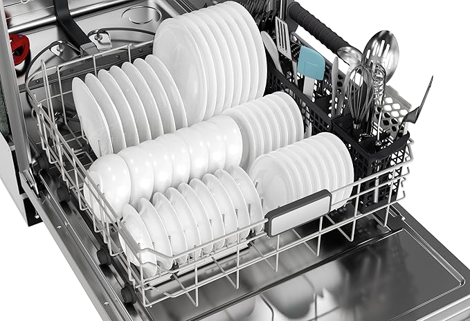 Sharp SDW6726MS 24-inch Stainless Steel Dishwasher, 47 dB Library Quiet, Third Rack, Power Wash Sprayer, 12 Place Settings,