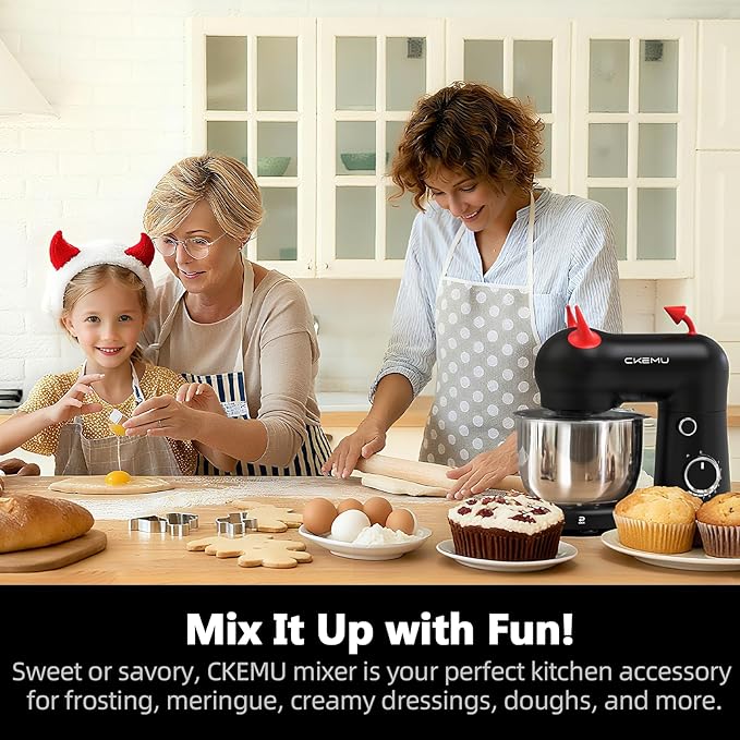 Stand Mixer, Compact & Space-Saving, Stainless Steel Bowl, Unique & Playful Design, Effcient 300W Motor, Dishwasher-Safe Attachments, SM-2549A (Black)