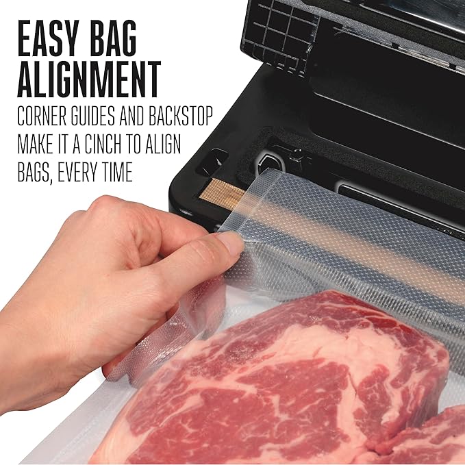 Weston Compact Food Vacuum Sealer Machine, Powerful 23” Hg Pump, For bags Up To 11” Wide, 100 Watts, Corner Guides for Easy Align, Intuitive Controls + Pulse Function, Black (65-2061-W)