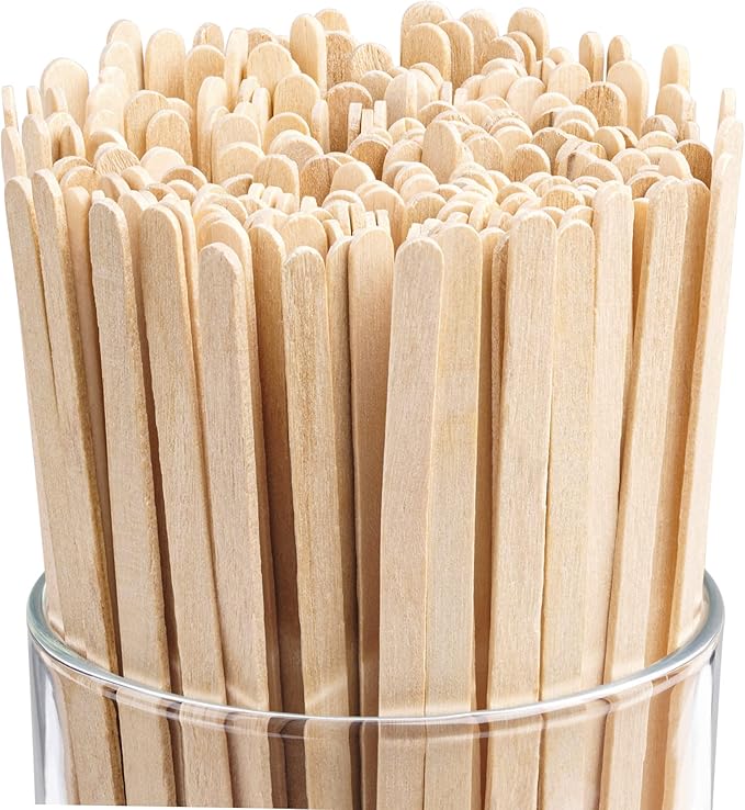 Wood Coffee Stirrers Stir Sticks - 500 Biodegradable Disposable Wooden Beverage Mixer with Round Ends, Made with Natural Birch Wood, Eco-Friendly BPA Free Swizzle Drinks Sticks (7.5 Inch 500 Count)