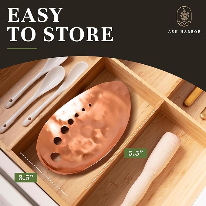 Handmade Copper Herb Stem Stripper Bowl – Herb Stripper Tool with 7 Hole Sizes – Shred & Catch Herbs & Greens - 5.5 x 3.5 In. Fun and Unique Kitchen Gadgets – Homesteading Essentials by Ash Harbor