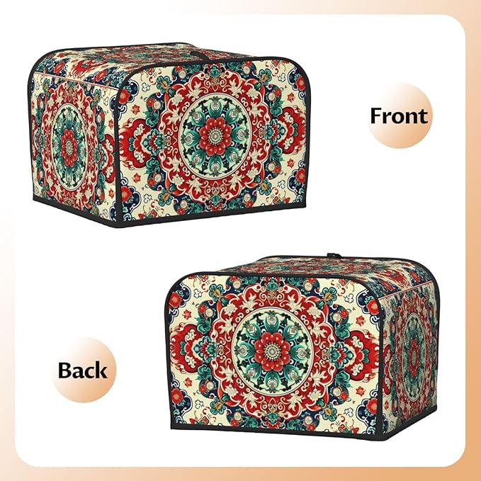 Traditional Retro Pattern Covers for 4 Slice Toasters,Cute Country Bread Machine Cover with Handle,Washable Stain Resistant Kitchen Small Appliance Cover Dining Decor