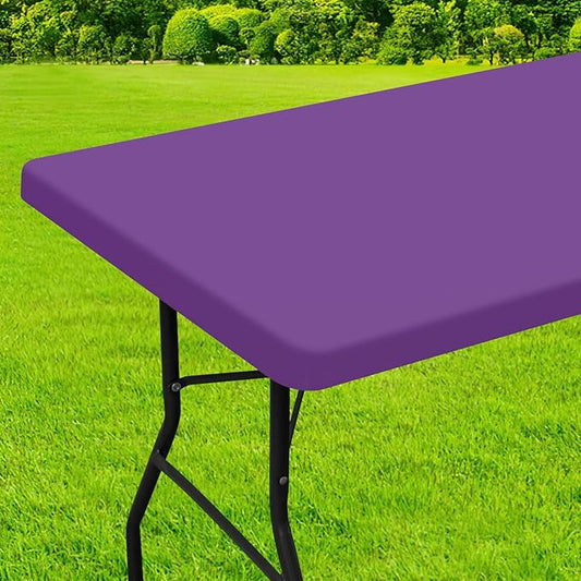 homing Rectangle Table Cloth Cover, Waterproof Polyester Elastic Fitted Tablecloth, Fits for 6 Foot Folding Tables, Washable Table Protector for Picnic, Camping, Outdoor (Purple, 30" x 72")