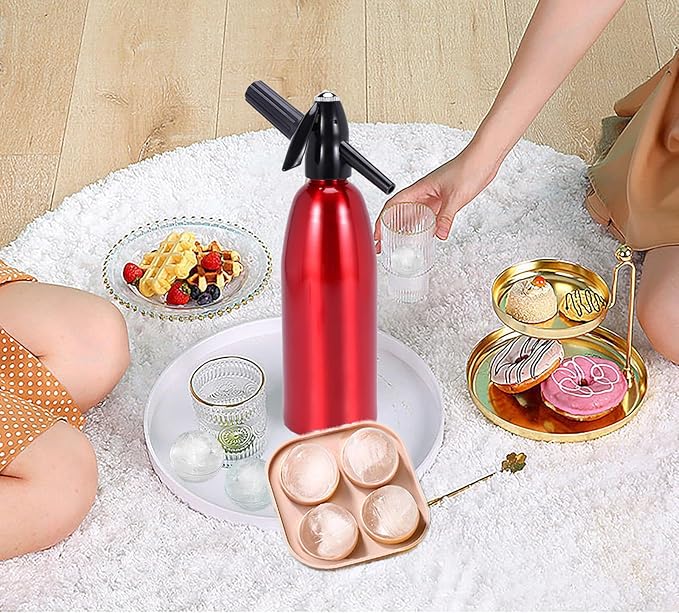 Soda Siphon 1L Portable Soda Maker Sparkling Water Maker for Home & Outdoor, Aluminium Carbonated Water Machines, Seltzer Water Maker for Making Soda,Cocktails, Use 8g CO2 Cartridges (Not Included)