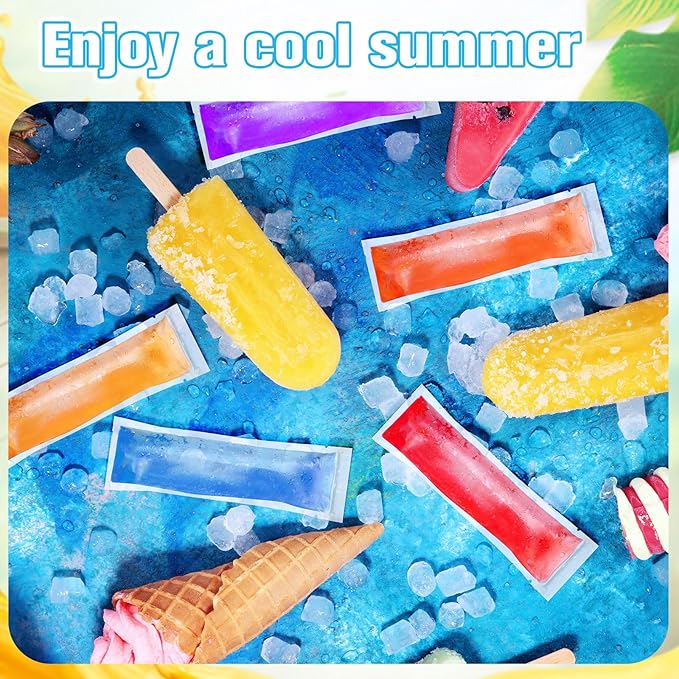 Hoolerry 450 Pcs Disposable Ice Mold Bags with 1 Silicone Funnel Freezer Tubes with Zip Seals Candy Ice Mold Yogurt Tubes Pouch for Snack Juice Fruit Smoothies Party Favor (3 x 10 Inch)