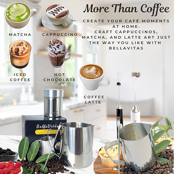 Milk Frothing Pitcher Set 20oz/600ml, 304 Stainless Steel Milk Frother Cup with Cocoa Shaker, Latte Art Pen, Stencils, Espresso Machine Accessories & Coffee Barista Tools Latte Pitcher Gift