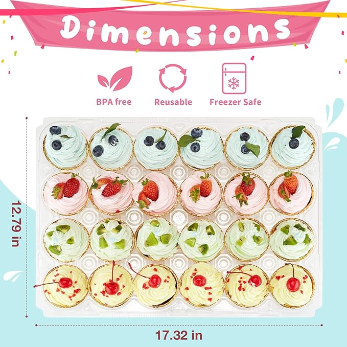 Gencywe (24 Pack x 10 Sets) Stackable Cupcake Carrier Holders with 240 Pack Cupcake Liners, Plastic Cupcake Boxes Holders for 24 Cupcakes, High Tall Dome Lid Cupcake Containers, Clear Cupcake Trays
