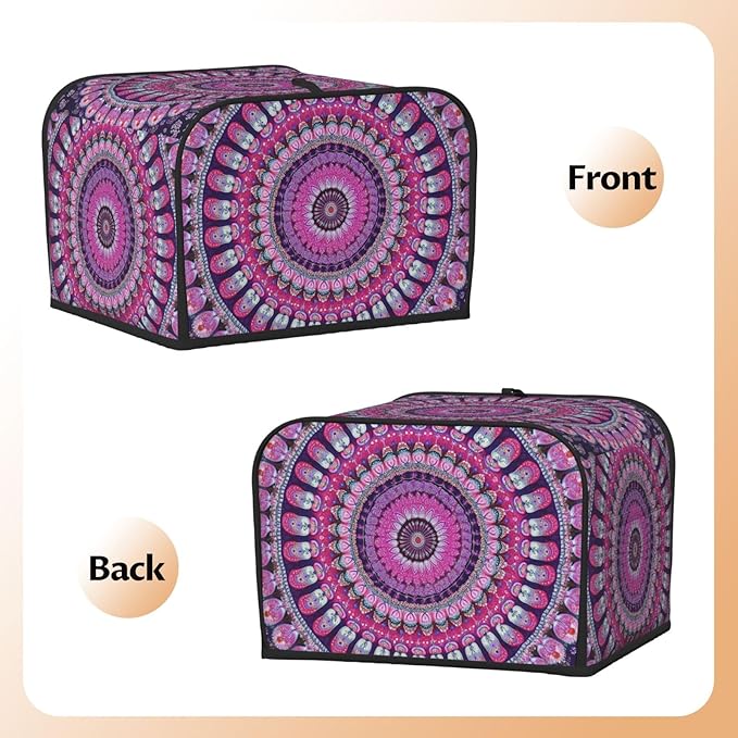 Bohemian Mandala Floral Covers for Toasters 4 Slice,Cute Funny Bread Machine Cover with Handle,Washable Stain Resistant Kitchen Small Appliance Cover Dining Decor