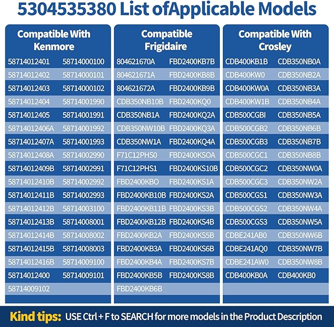 5304535380 Dishwasher Upper Dishrack Replacement, Compatible With Kenmore Crosley Frigidaire Upper Dishrack Assembly, Part Numbers 154331502 5304498202 5304498220 5304517202 5304517201 AP7215765