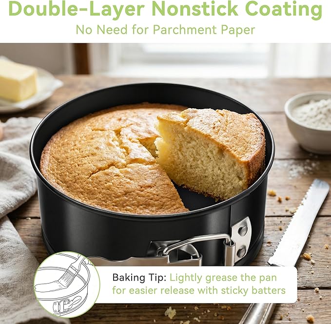 USLAI Springform Pan, 4 Inch Nonstick Cheesecake Pan with Removable Bottom, Easy to Clean, Ideal for Baking Mini Cheesecakes, Pies, Pizzas and Quiches - Set of 4