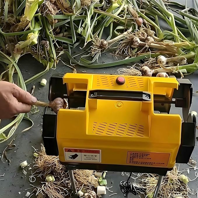 Double Head Garlic Top Tails Remover Machine,Electric Cutter, Cutting Fresh Root Stem for Onion(Yellow)