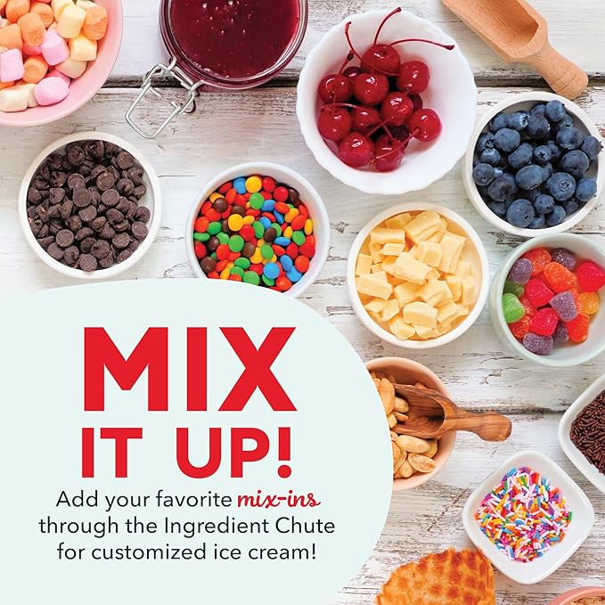 Dash Deluxe Gelato & Ice Cream Maker - HomeMade Dessert Maker with One-Touch Churning - Space-Saving Design & Easy to Clean - 2 Quarts, Cream