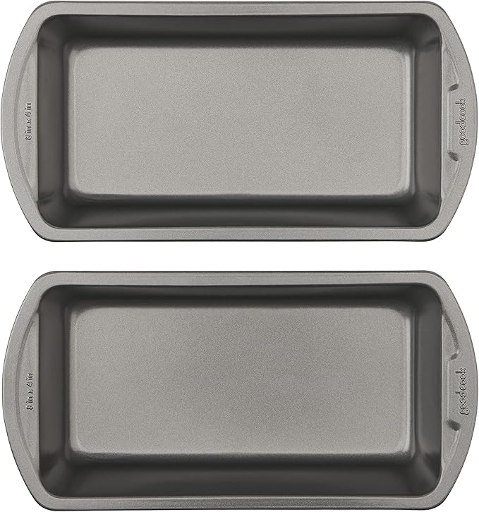 GoodCook Nonstick Loaf Pan 8 x 4-Inch Heavy-Duty Steel Bakeware with Easy-Clean Non-Stick Coating,Oven & Dishwasher Safe Pan for Meatloaf Breads Lasagnas Casseroles & More,Set of 2,Gray,(Pack of 12)