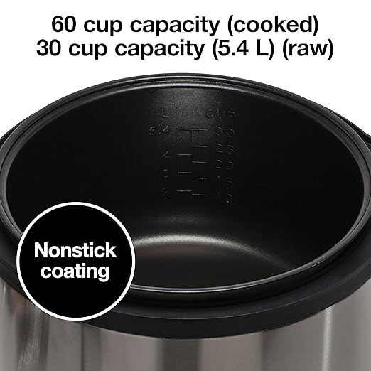 Proctor Silex Commercial 37560R Rice Cooker/Warmer, 60 Cups Cooked Rice Capacity, Nonstick Inner Pot, Hinged Lid, Stainless Steel Housing, Conforms to NSF