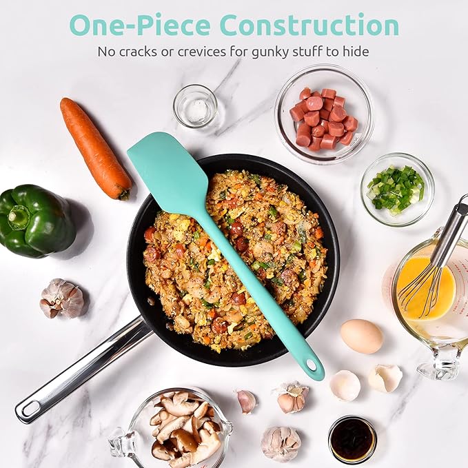 14in Extra Long Silicone Spatula: U-Taste 480ºF Heat Resistant Flexible Baking Mixer Scraper, Large Rubber Mixing Stirring Scraping Seamless Kitchen Turner Utensil for Nonstick Cookware (Aqua Sky)