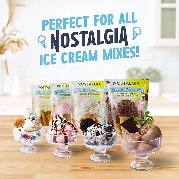 Nostalgia Electric Ice Cream Maker – Parlor Style, Old Fashioned Soft Serve Ice Cream Machine Makes Frozen Yogurt or Gelato in Minutes - Fun Kitchen Appliance – White - 4 Quart