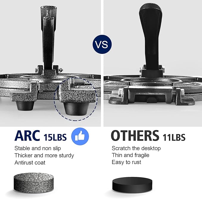 ARC Tortilla Press 10.4" Include 100 Pcs Parchment Paper, Cast Iron Tortilla Maker, Black Gray