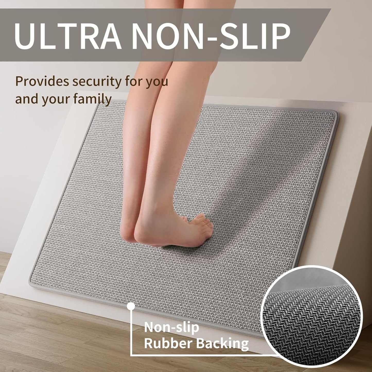 Water and Oil Absorbent Runner Rugs for Kitchen, Kitchen Mat in Front of Sink,Non-Slip Kitchen Rugs,Durable Imitation Linen Kitchen Mats，Kitchen Rug Runner Washable， 17x59 Gray Kitchen Rugs