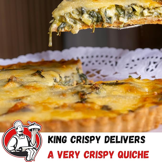 Why Holes: For The Crispiest Crusts. King Crispy's Tart & Quiche Pan. A Non-Stick, Removable Bottom, Dishwasher Safe, Perforated Fruit Tart Baking Tin (9 Inch X 1.25 Inch Shallow)