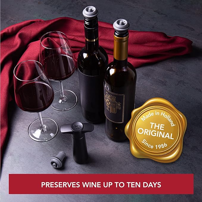 Vacu Vin Wine Saver Vacuum Stoppers – Set of 10 – Airtight Seal for Opened Bottles – Preserves Wine Freshness Up to 10 Days – Reusable & Dishwasher Safe – Compatible with Vacu Vin Wine Saver Pump