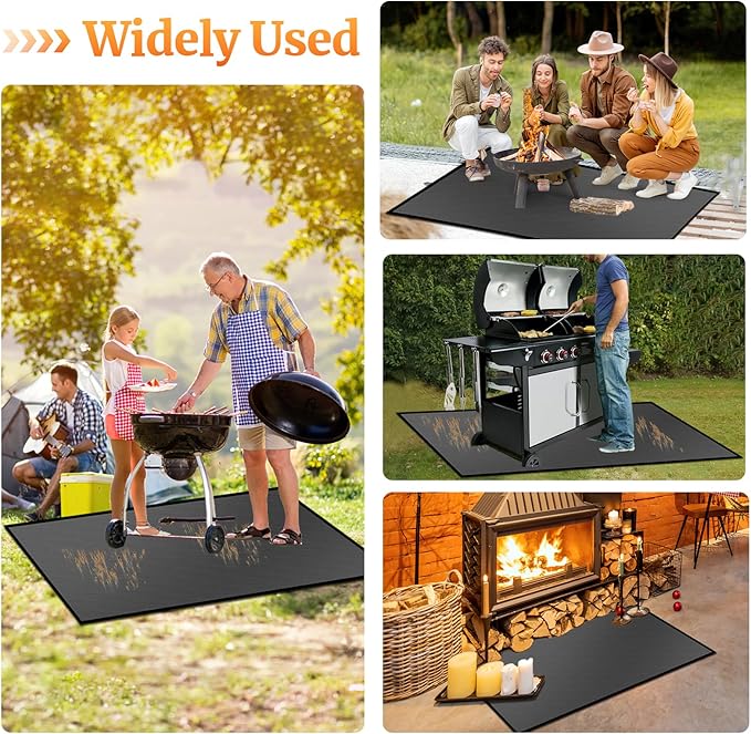 48 ×30 inches Under Grill Mat / Fire Pit Mat Fireproof Waterproof Oil-Proof, Fireproof Mat Fireplace Mat BBQ Mat Protect Mat for Deck Patio Grass Outdoor Charcoal, Flat Top, BBQ Smokers, Gas Grills