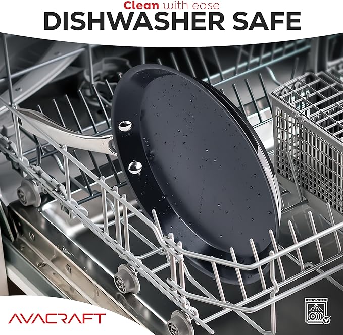 AVACRAFT 10 inch (9.4”) Nonstick Ceramic Coating Stainless Steel Crepe Pan, Tawa, Dosa Tortilla Pan, Compatible with All Stovetops, PFOA, PTFE Toxin Free