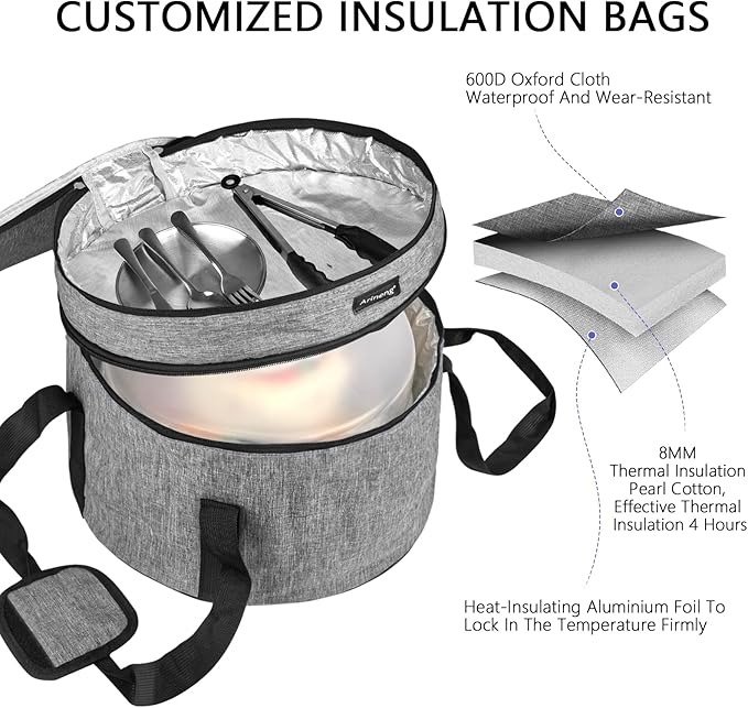 Round Cake Carrier Box with Lid and Handle, Transportation Insulated Bag for Cakes, Cupcakes and Pies, Triple Locking Design for Safe Transportation (Grey, 12 * 12 * 7.9 Inch)