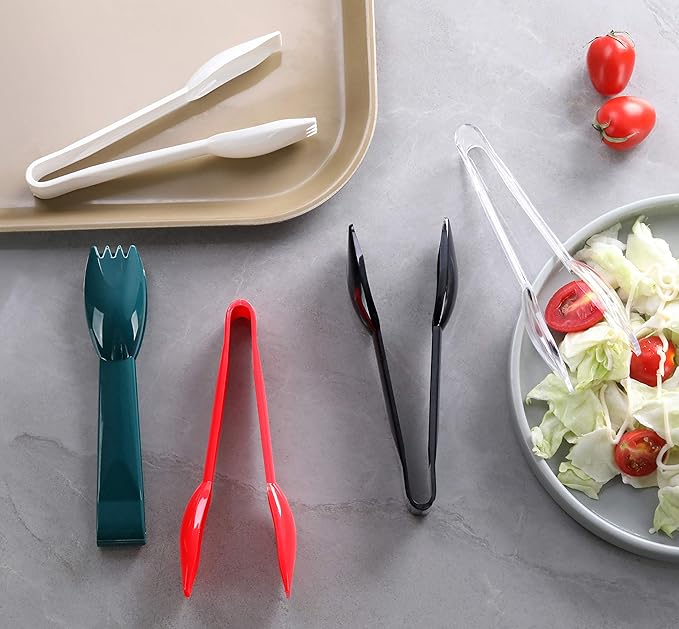 New Star Foodservice 35605 Utility Tong, High Heat Plastic, Straight Edge, 6 Inch, Set of 12, Red
