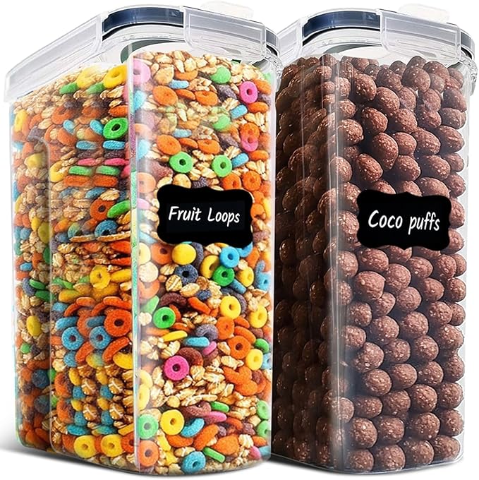 ComSaf 6.7Qt Cereal Storage Container Set of 2 - Ideal for Home Cooks Storing Cereal and Organized Families Organizing Bulk Food，Large Cereal Dispenser Keeps Pantry and Kitchen Countertop Neat