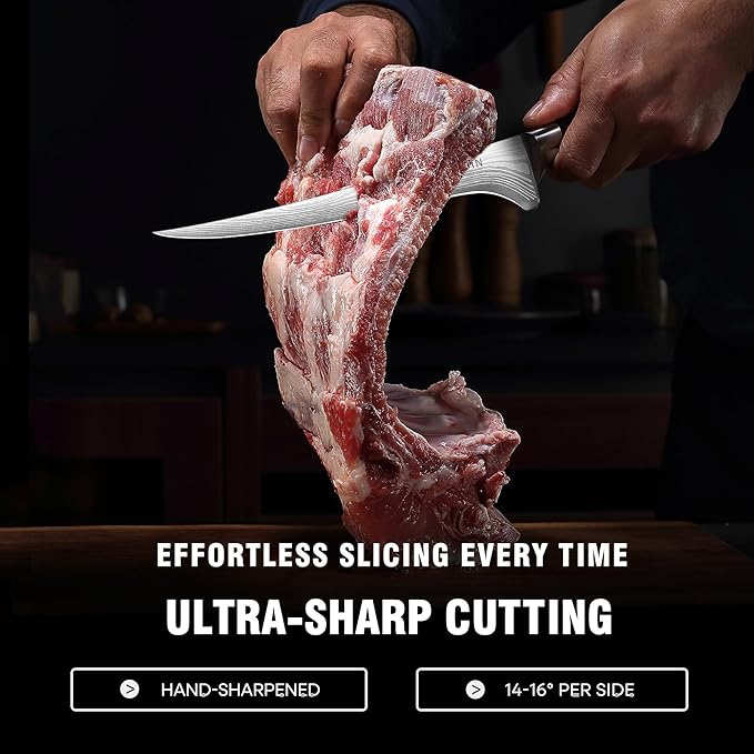 PAUDIN 7 Inch Fillet Knife – Flexible Boning Knife for Fish & Meat with Protective Sheath, Razor Sharp High Carbon Stainless Steel, Ergonomic Pakkawood Handle, Gift Box