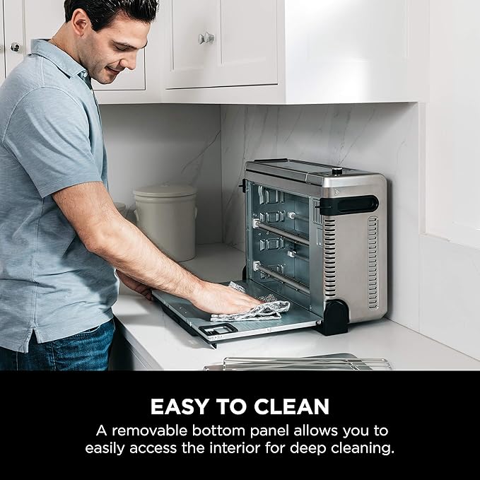 Ninja Digital Air Fryer & Toaster Oven | 8-in-1 Functionality | Flip-Up Design | XL Capacity | Air Fry Basket, Sheet Pan, Wire Rack & Crumb Tray | 1800 Watt | Silver | SP101