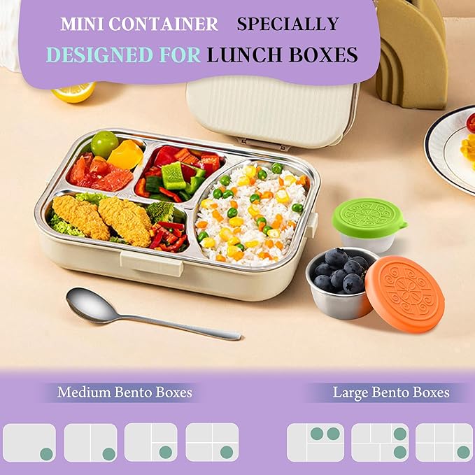 6x1.6 Oz Salad Dressing Containers With Lids, Small Leakproof Reusable Stainless Steel Salad Dressing Container To Go For Lunch Boxes,Sauce containers, Picnics,Travel Meal Prep And Kitchen Storage.